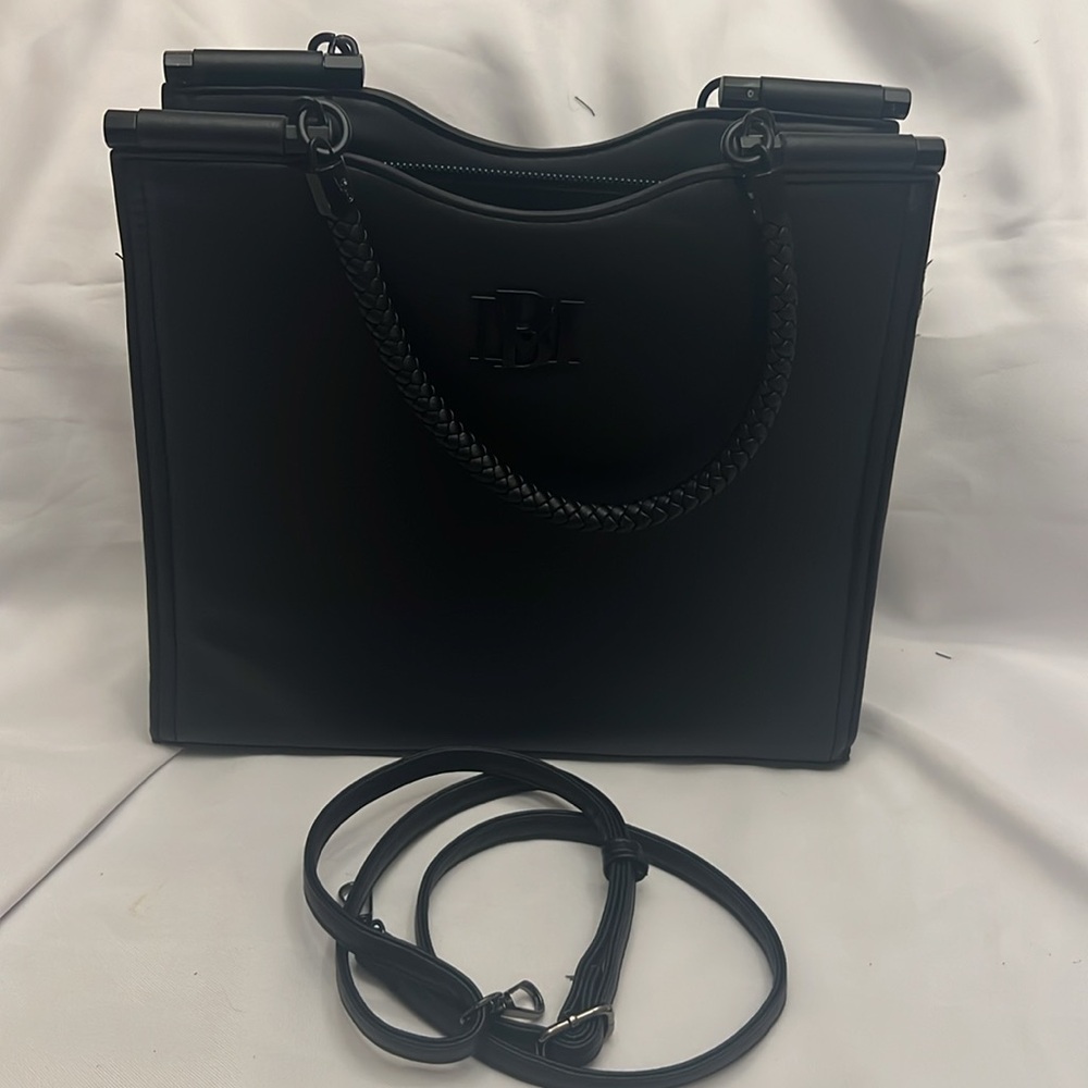 Badgley Mischka Large Tote/Crossbody with Braided Handles - Black - Picture 8 of 10
